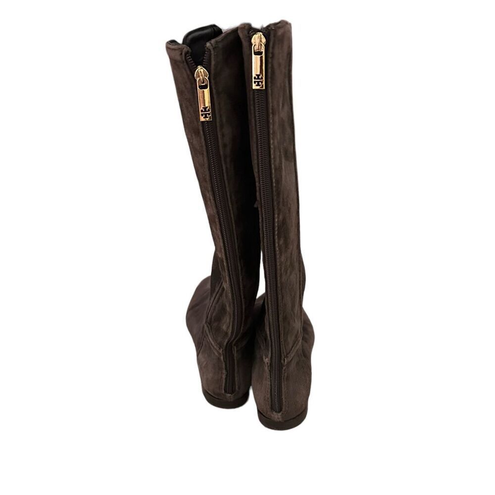 Tory Burch Irene chocolate brown suede with gold hardware design equestrian ridi - Picture 6 of 16